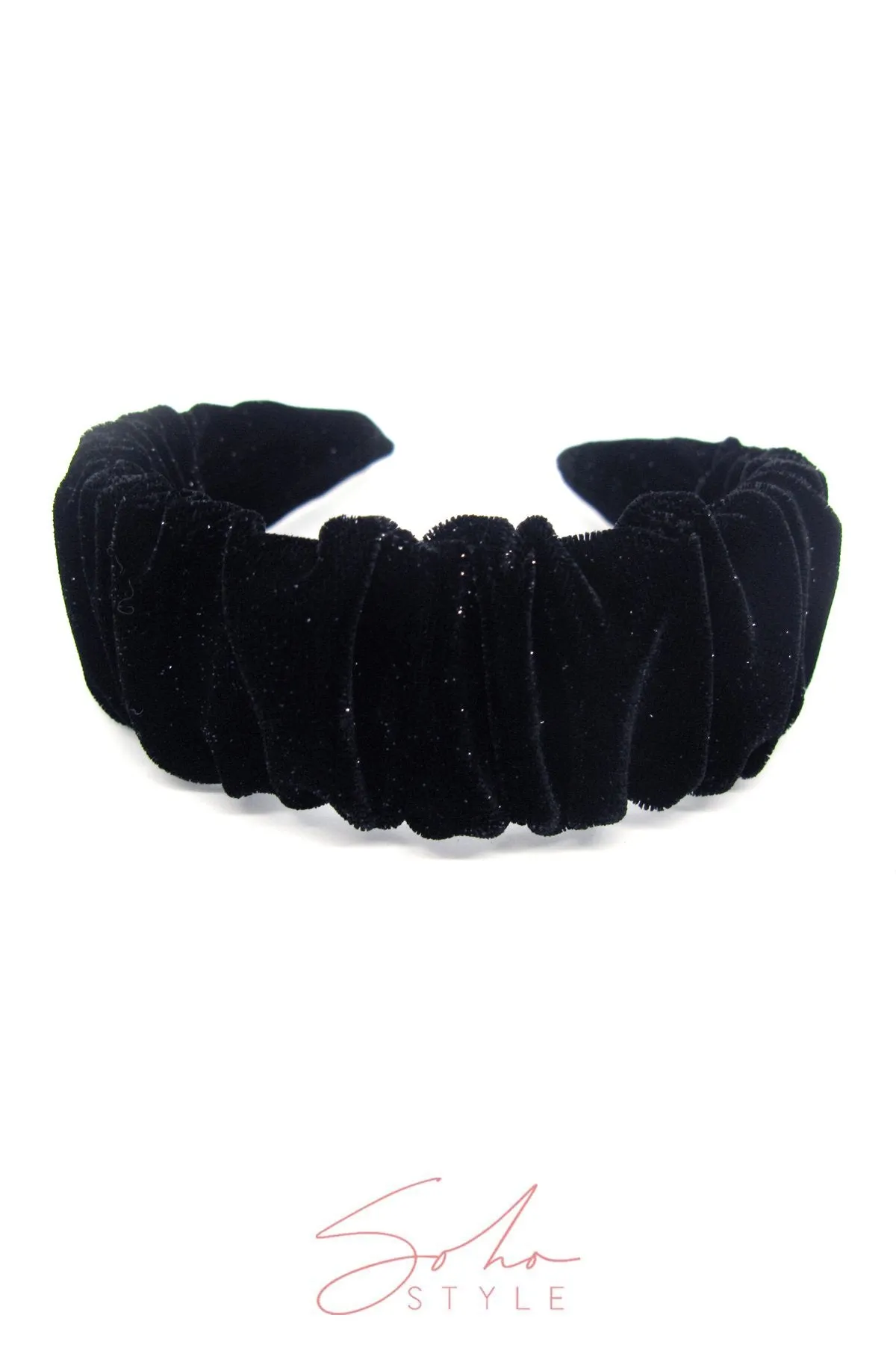 Sparkling Black Braided Headband
