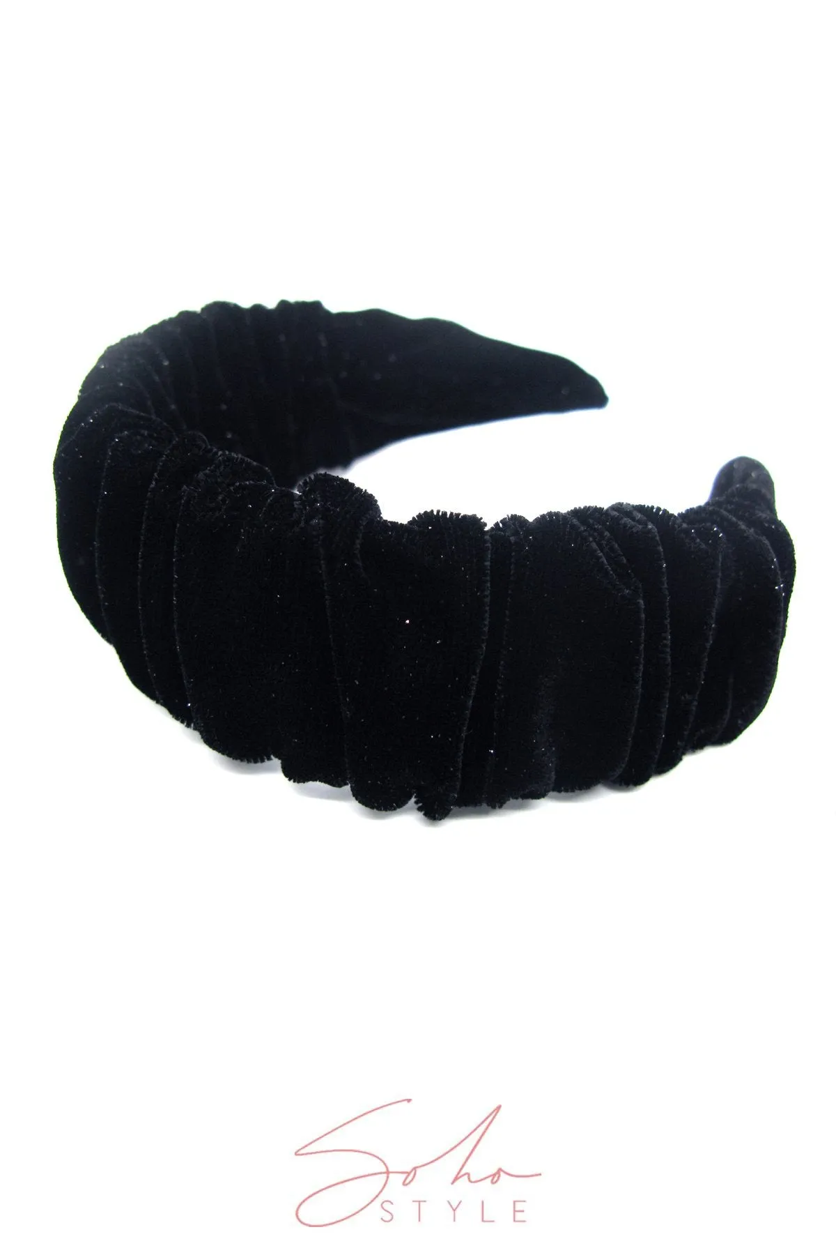 Sparkling Black Braided Headband
