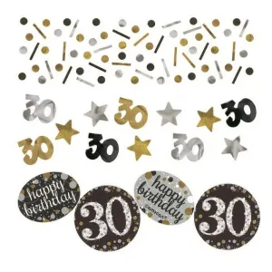 Sparkling Black Confetti - 30th