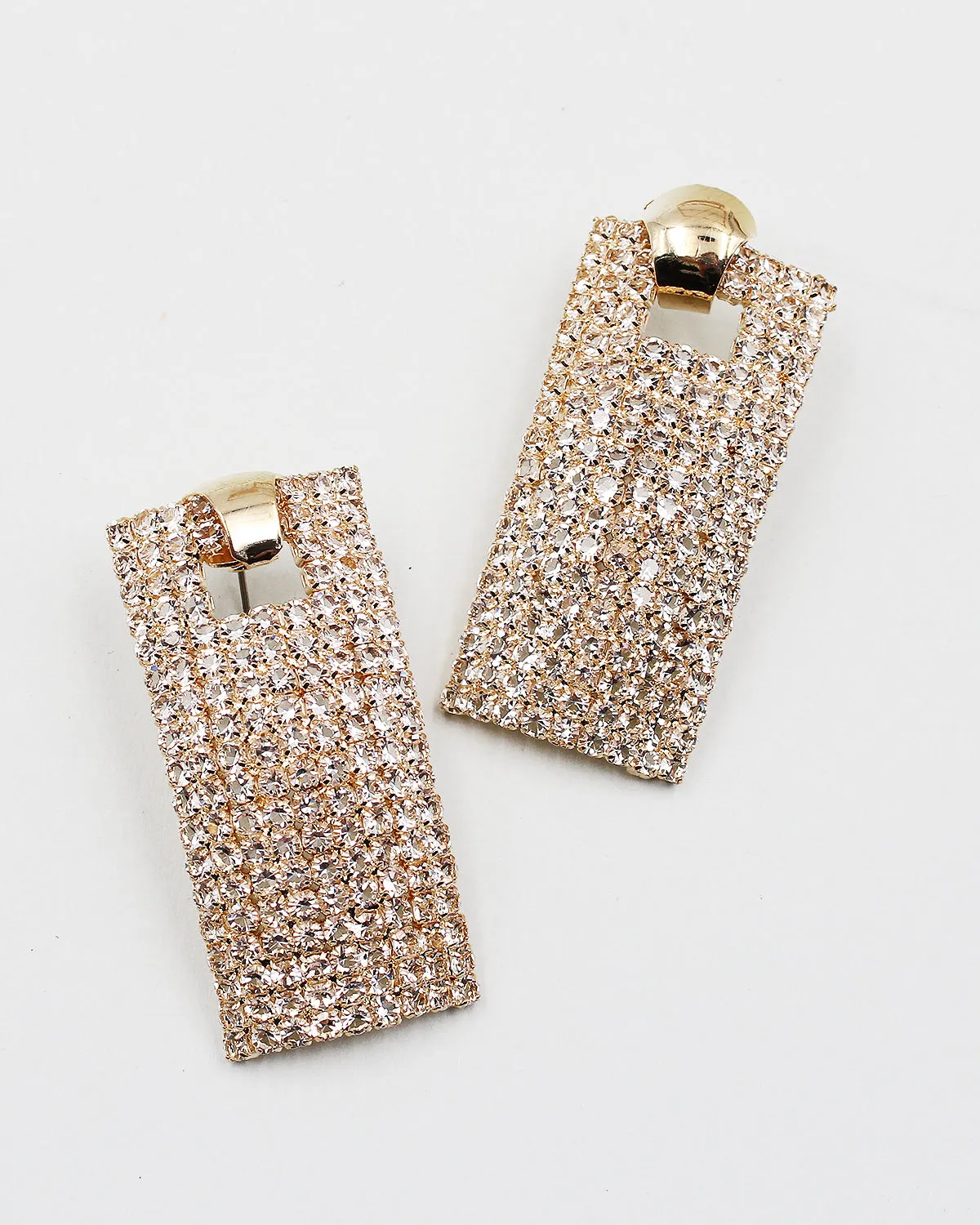 Sparkling Rectangle Rhinestone Earrings