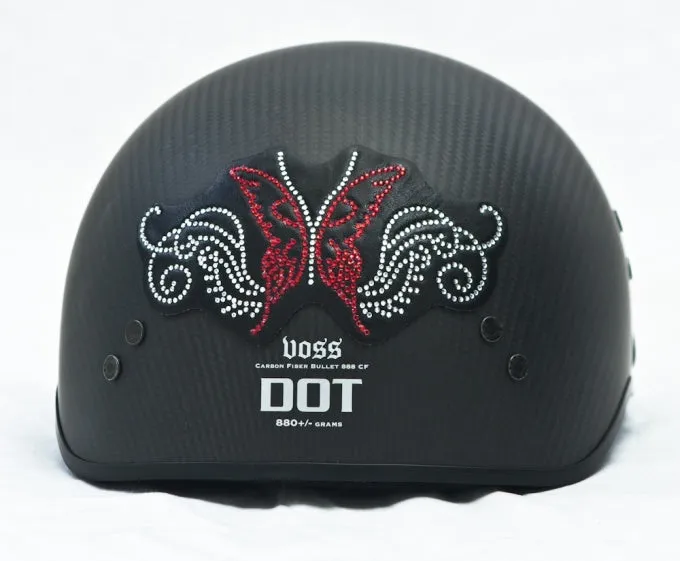 Sparkling Red Butterfly Rhinestone Helmet Patch