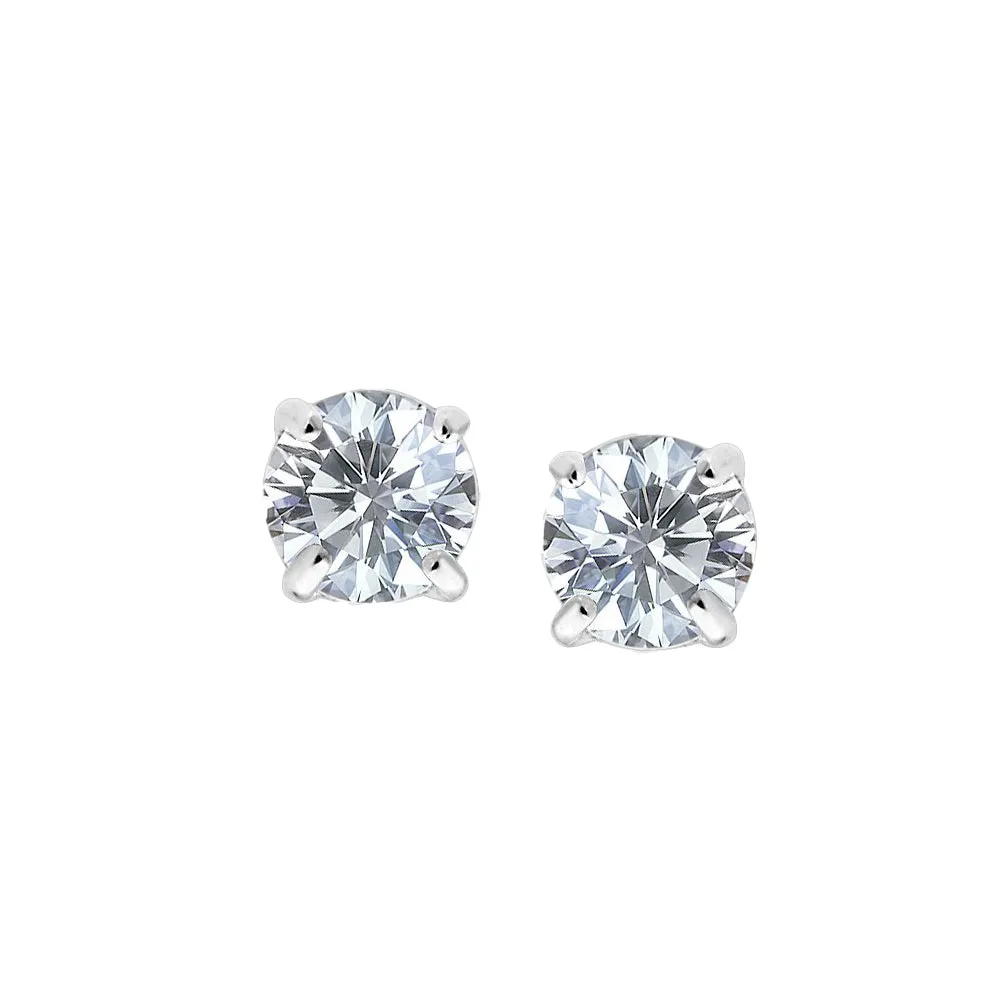 Sterling Silver 3mm Faceted White Cubic Zirconia Stud Earrings