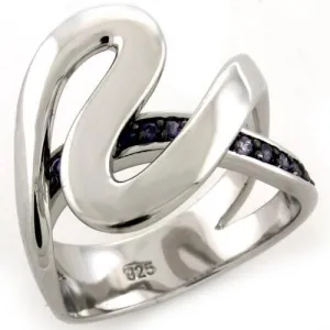 Sterling Silver Ring AAA GRD CZ Amethyst LOAS1102 for Women Style Rhodium