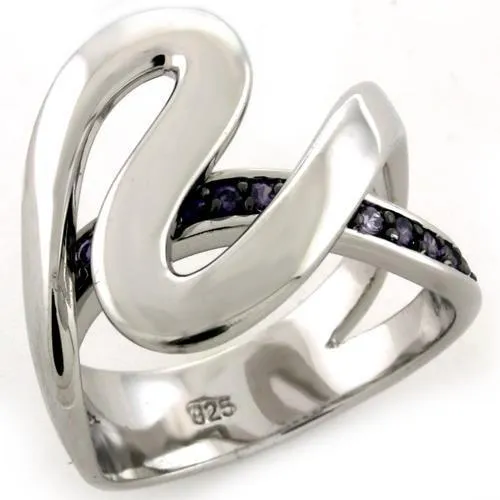 Sterling Silver Ring AAA GRD CZ Amethyst LOAS1102 for Women Style Rhodium