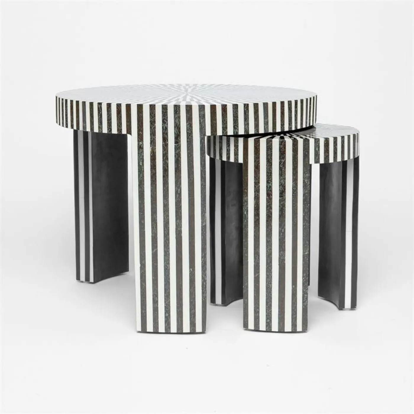 Striped Stone Nesting Side Tables