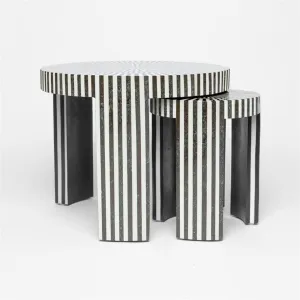Striped Stone Nesting Side Tables