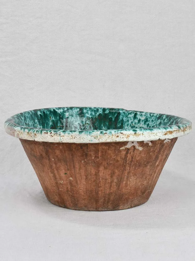 Superb large 1950s Italian bowl with speckled turquoise glaze 17¾"