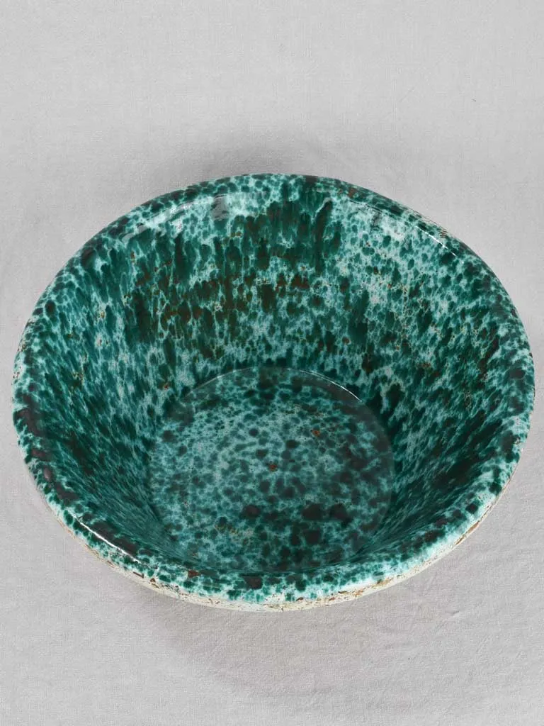Superb large 1950s Italian bowl with speckled turquoise glaze 17¾"