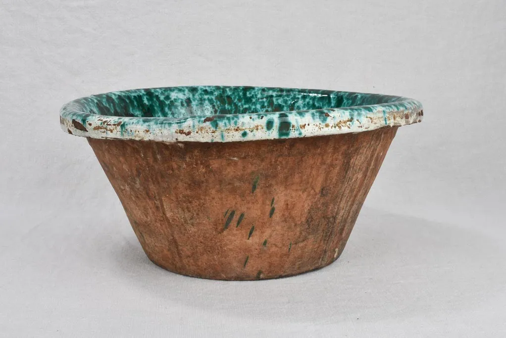 Superb large 1950s Italian bowl with speckled turquoise glaze 17¾"