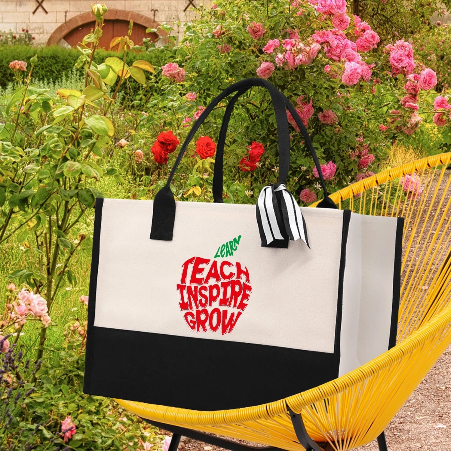 Teacher Floral Tote Bag Teacher Wildflower Graphic Tote Teacher Life Tote Bag Teacher Flower Bag Gift for Teacher Wildflower Book Bag