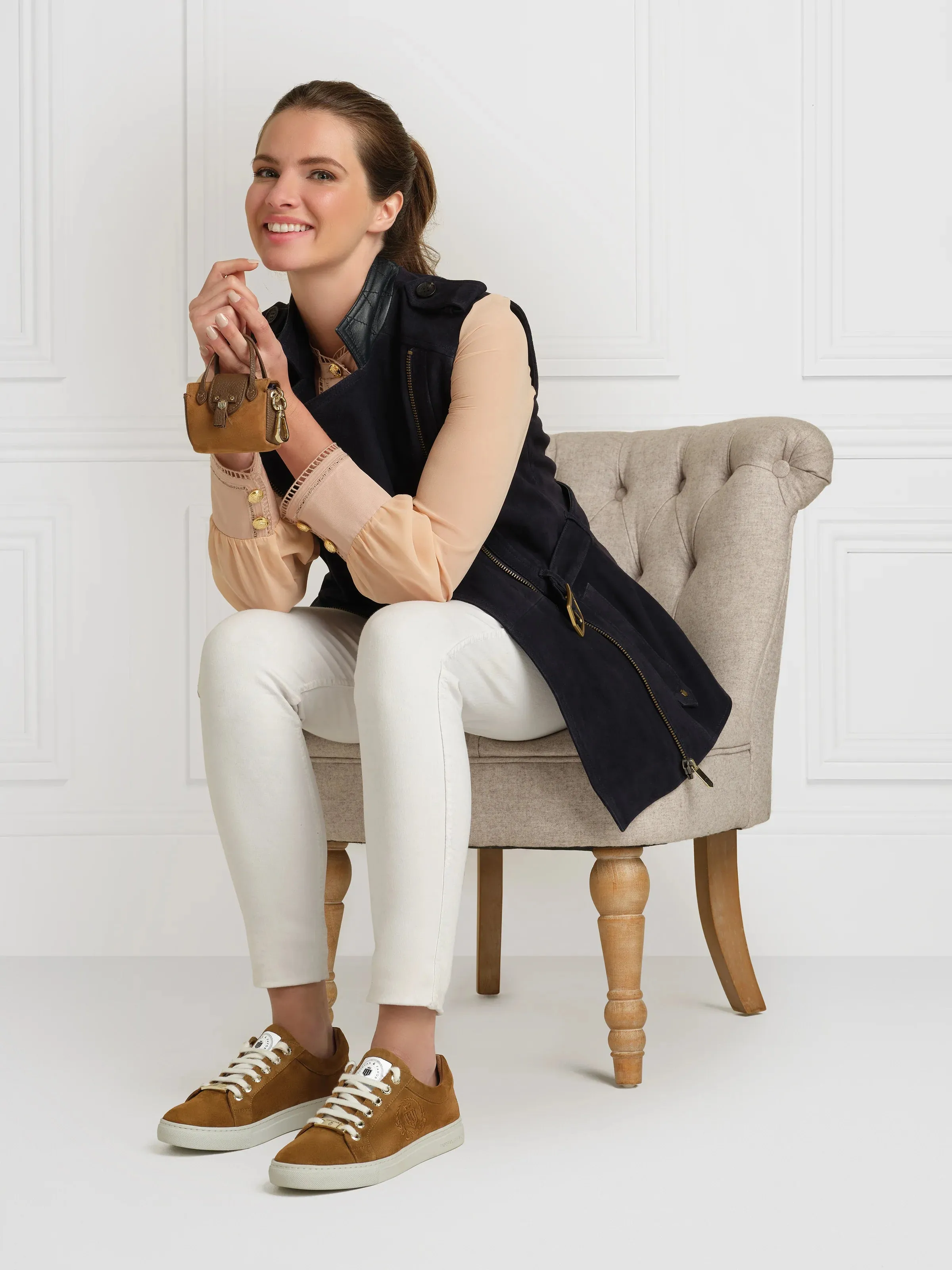 The Mini Windsor Shopping Tote in Tan Suede & Leather