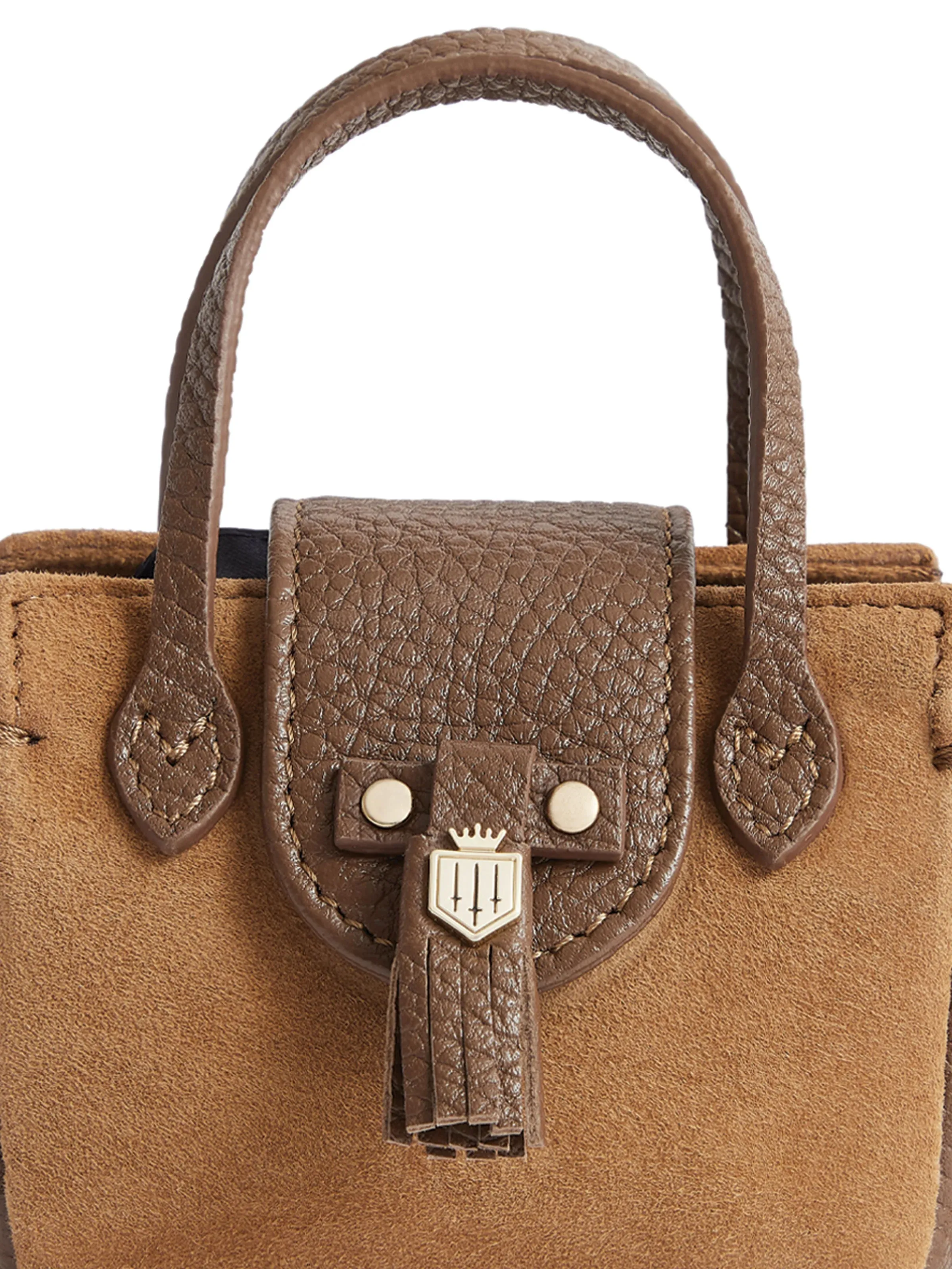 The Mini Windsor Shopping Tote in Tan Suede & Leather