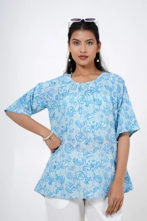 Tranquil Tulip Hand Block Printed Top