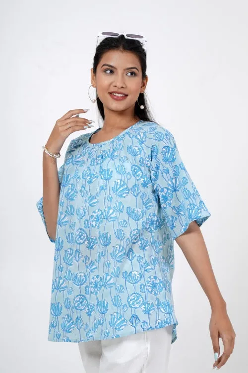 Tranquil Tulip Hand Block Printed Top