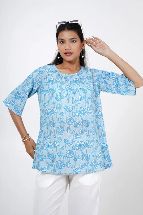 Tranquil Tulip Hand Block Printed Top