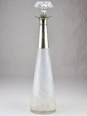 Unusual tall French carafe with silver plate detail 16½"