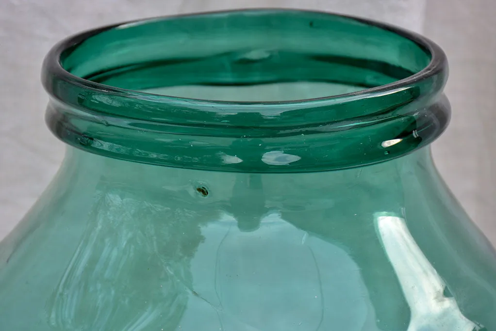 Very large 19th Century French glass preserving jar - blue / green 21¼"