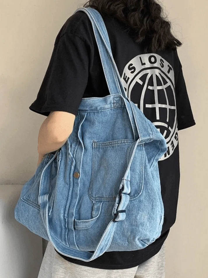Vintage Denim Large Shopper Bag