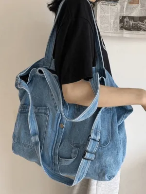 Vintage Denim Large Shopper Bag
