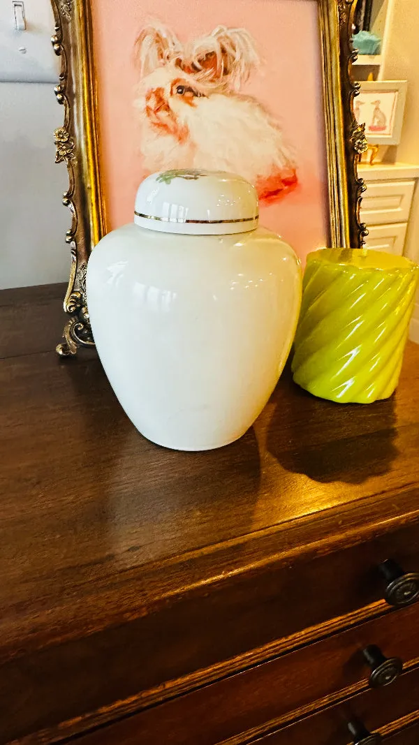 Vintage Ginger Jar, Japan, Floral and Bird Motif