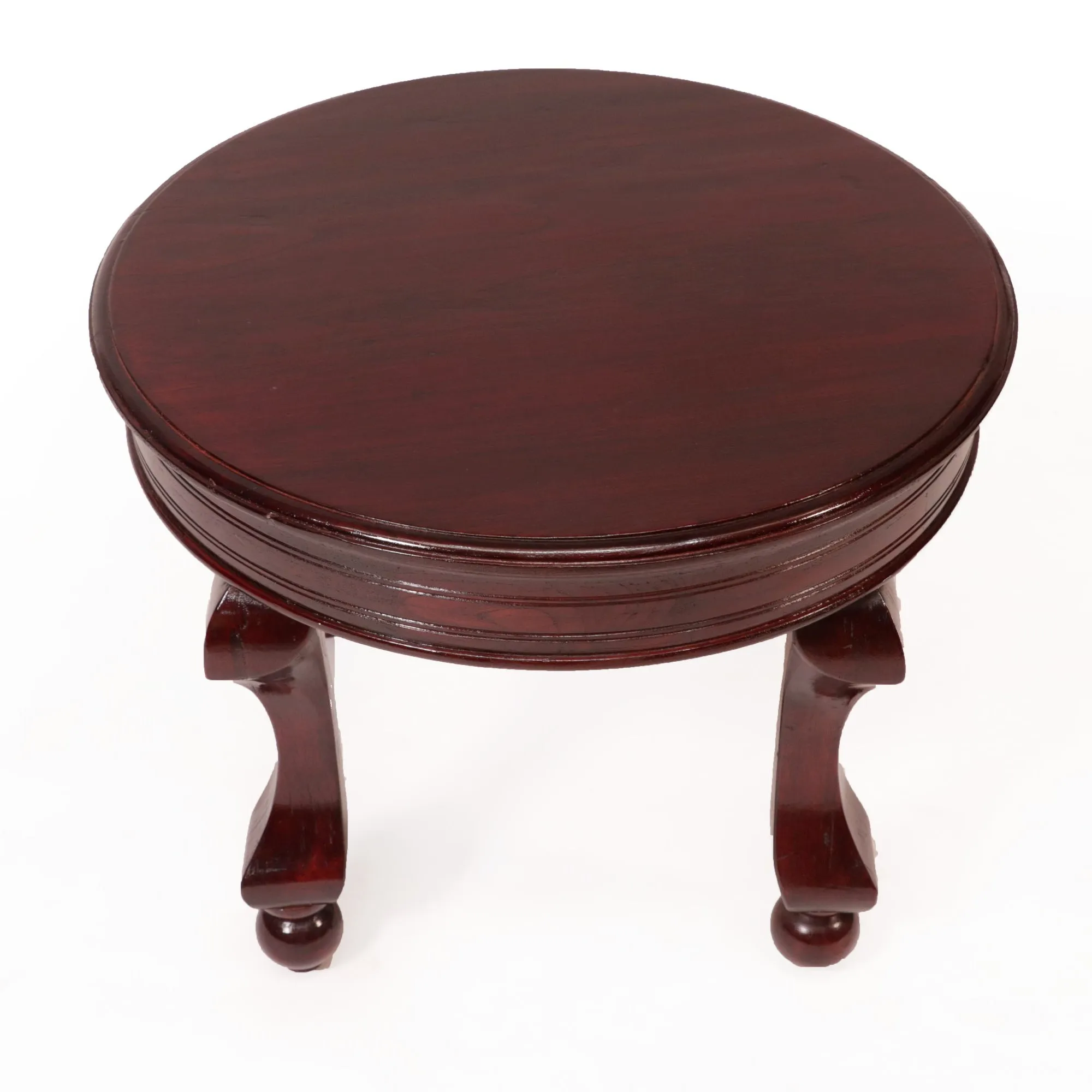 Vintage Round Top Carved Leg Teak Wooden Coffee Table