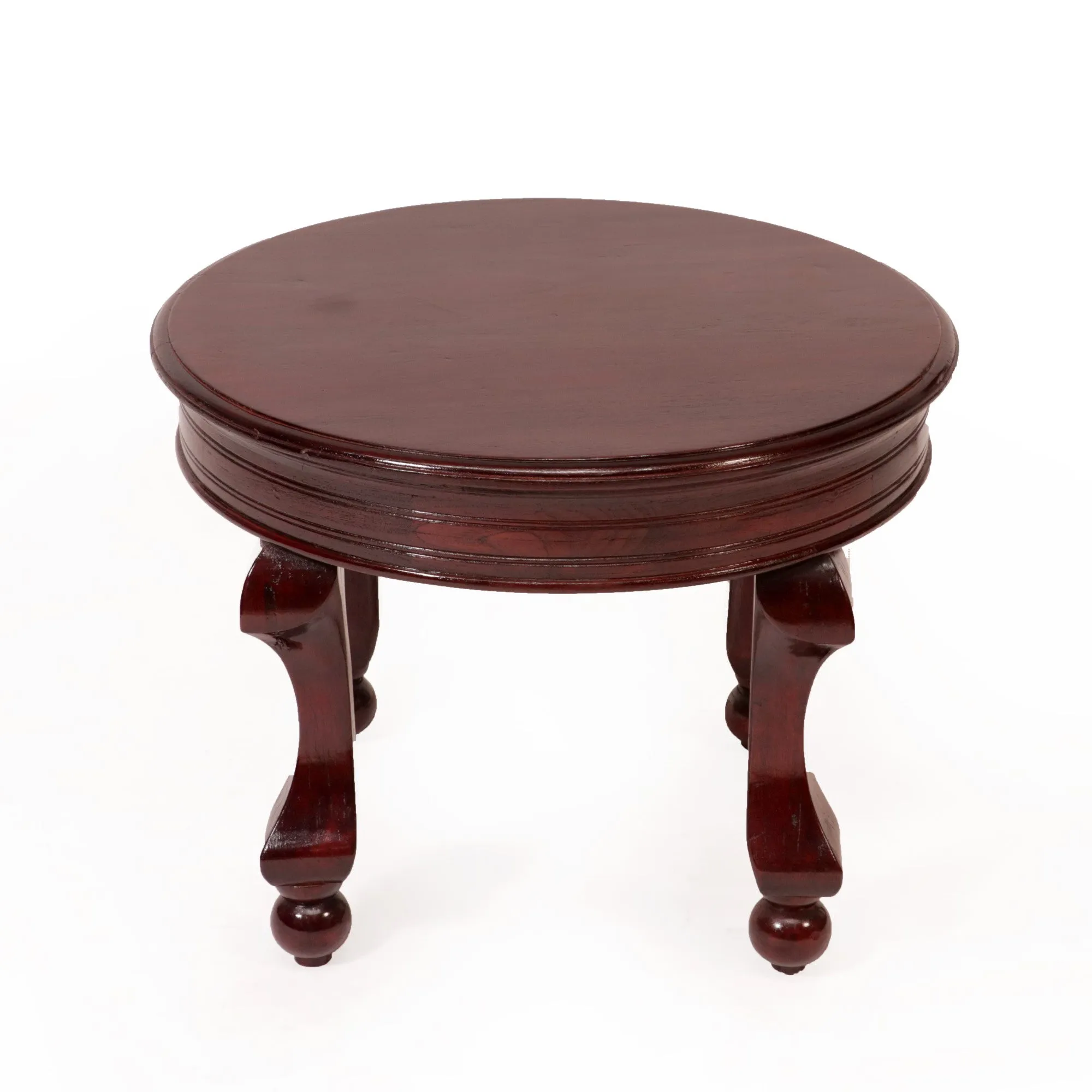 Vintage Round Top Carved Leg Teak Wooden Coffee Table