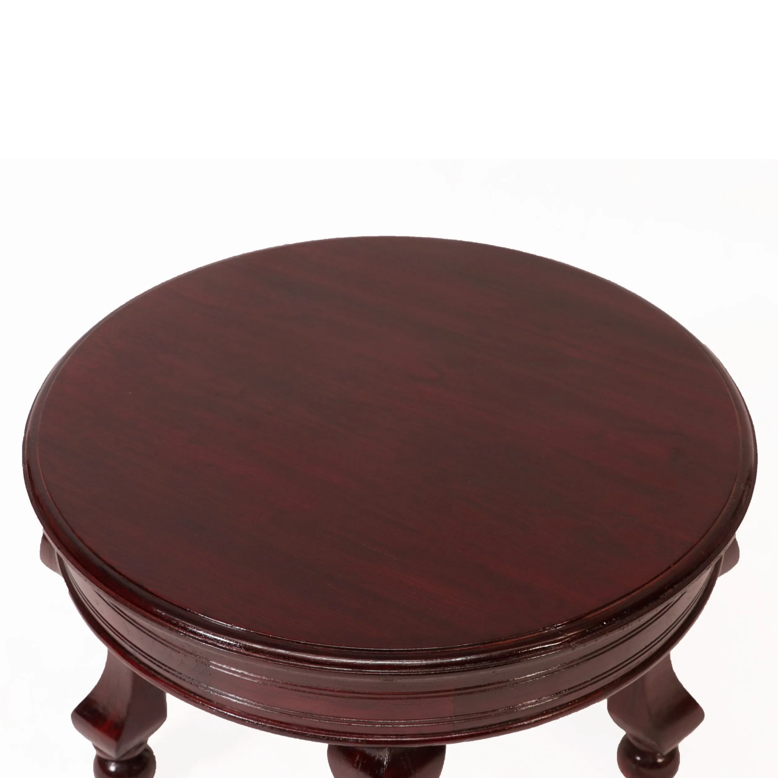 Vintage Round Top Carved Leg Teak Wooden Coffee Table