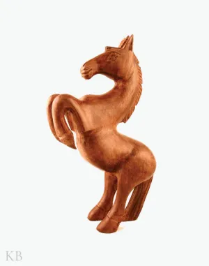 Walnut Wood Bent Front Knees Horse (Large)