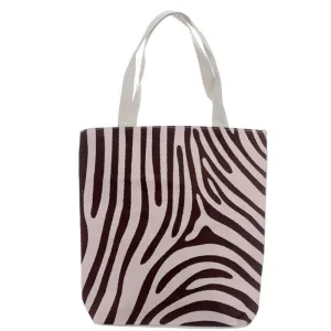 Wild Life Zebra Print Design Cotton Bag with Zip & Lining