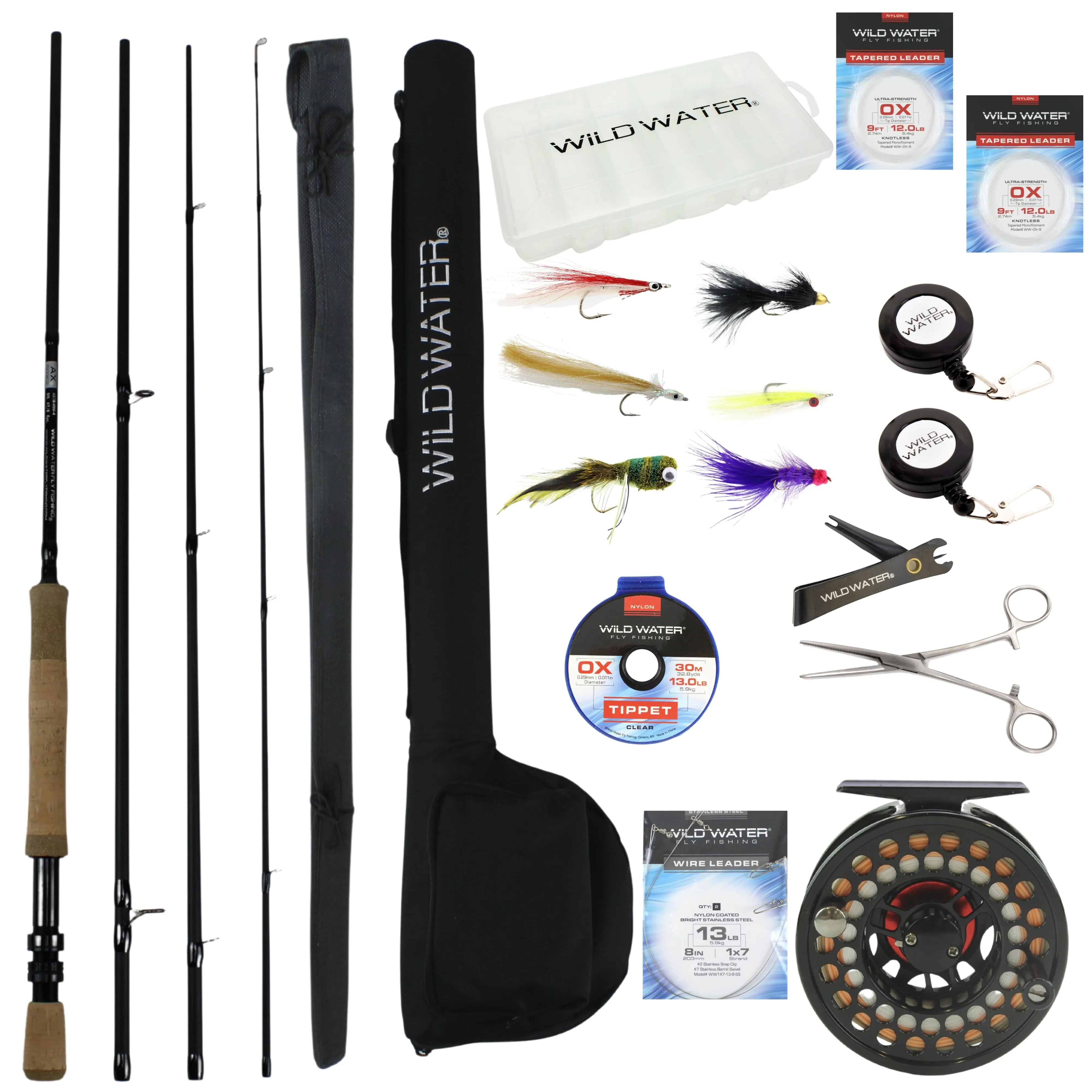 Wild Water Fly Fishing Kit, 9ft 7/8 Weight Rod and CNC Reel Package
