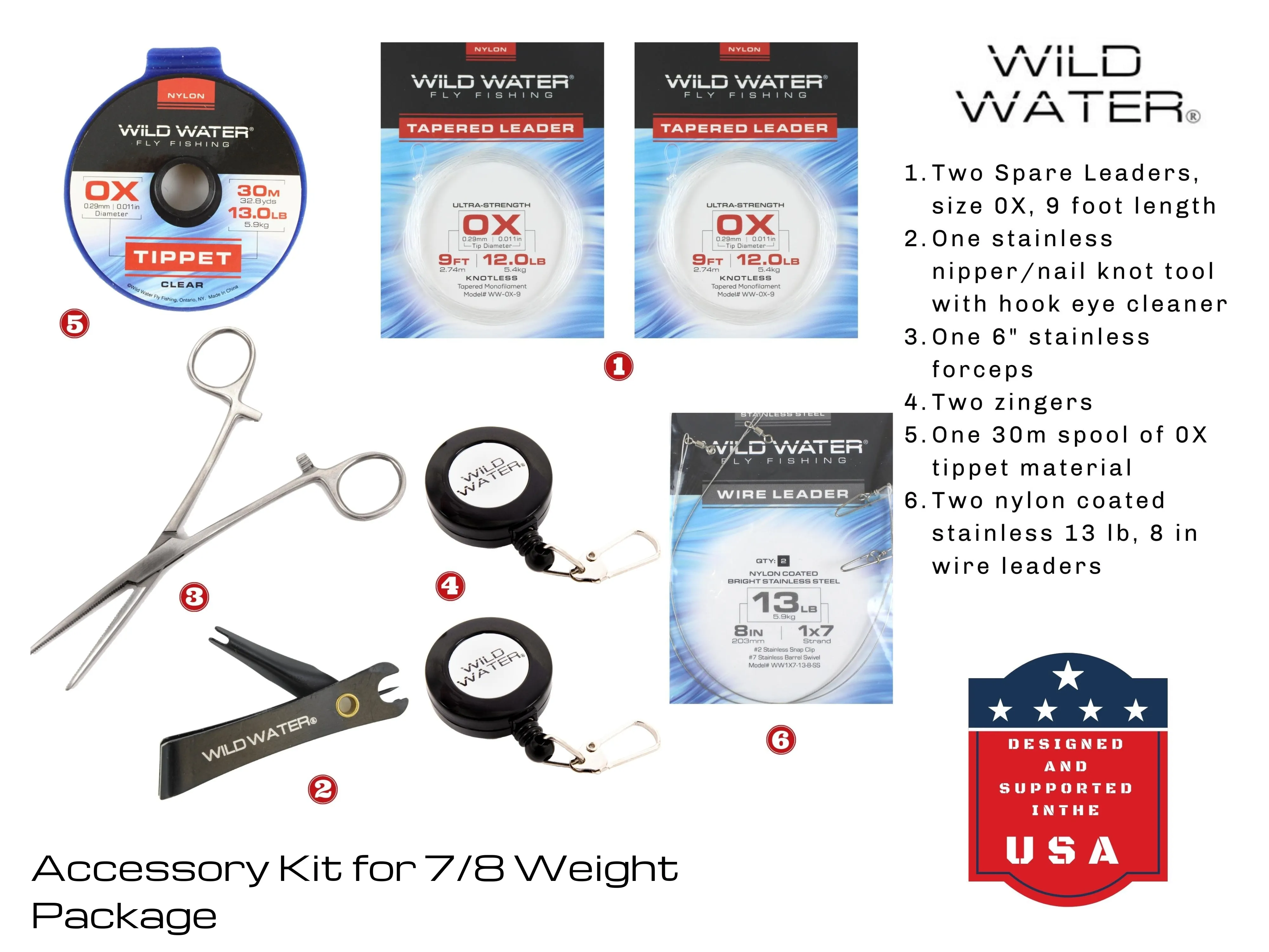 Wild Water Fly Fishing Kit, 9ft 7/8 Weight Rod and CNC Reel Package