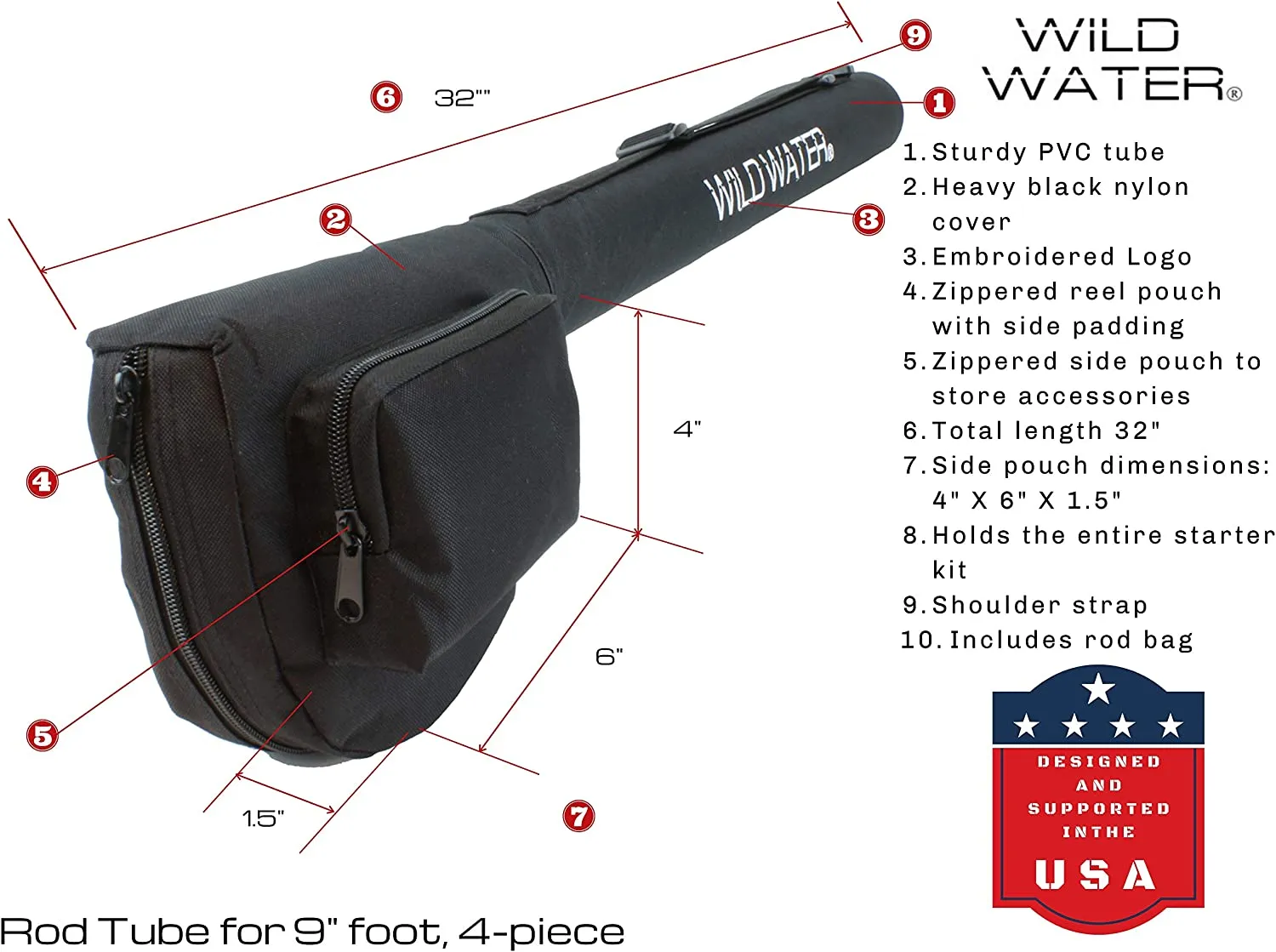 Wild Water Fly Fishing Kit, 9ft 7/8 Weight Rod and CNC Reel Package