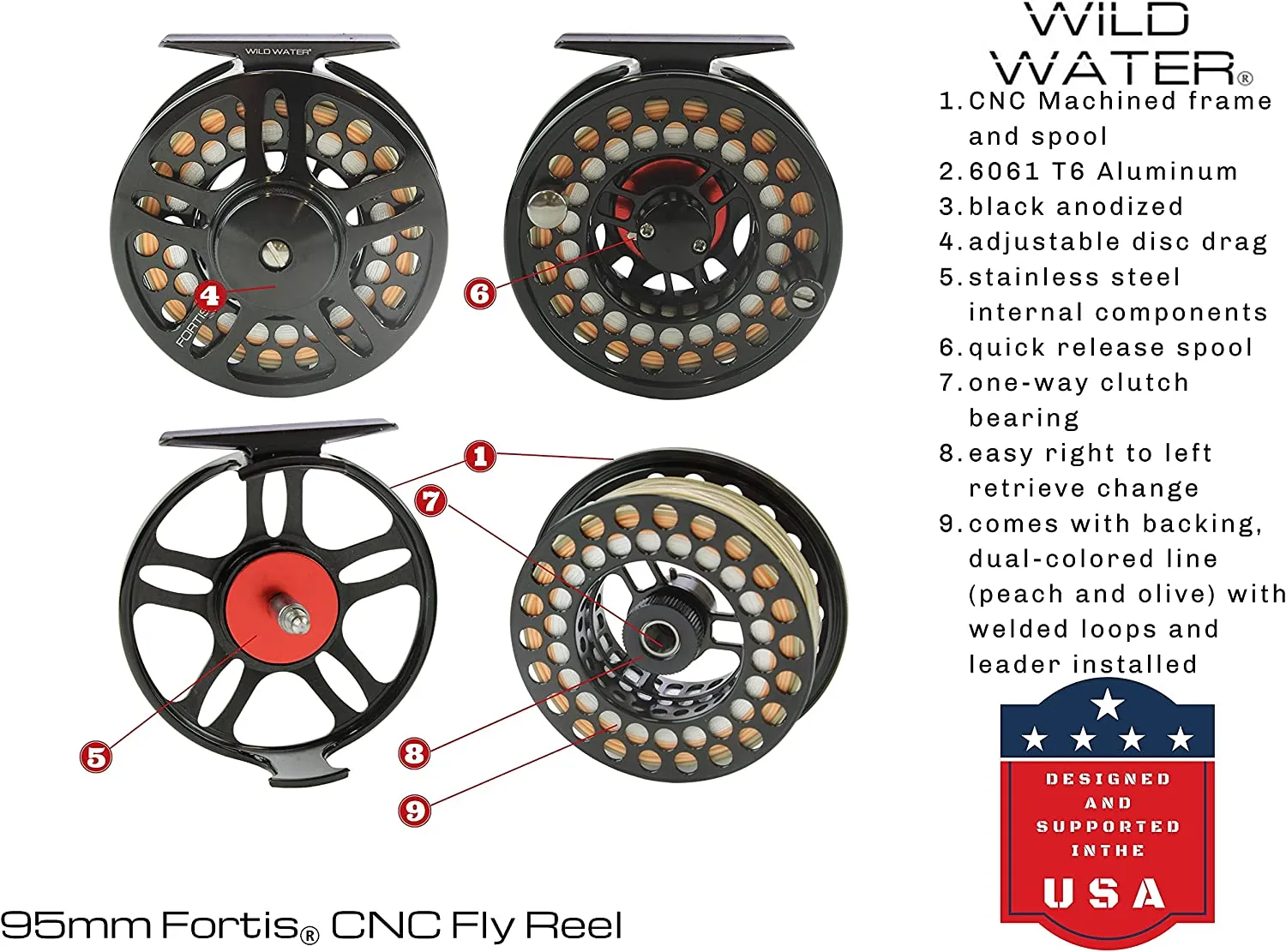 Wild Water Fly Fishing Kit, 9ft 7/8 Weight Rod and CNC Reel Package