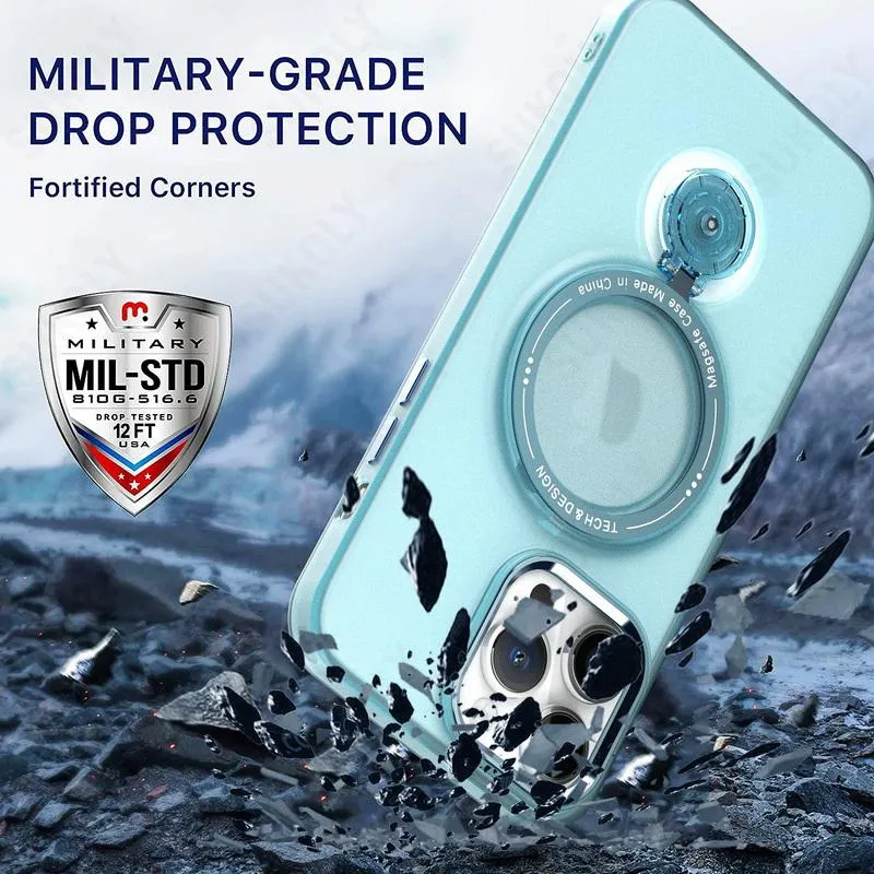 With 360 Rotation Stand Multifunction Magnetic Wireless Charge Phone Case For iPhone