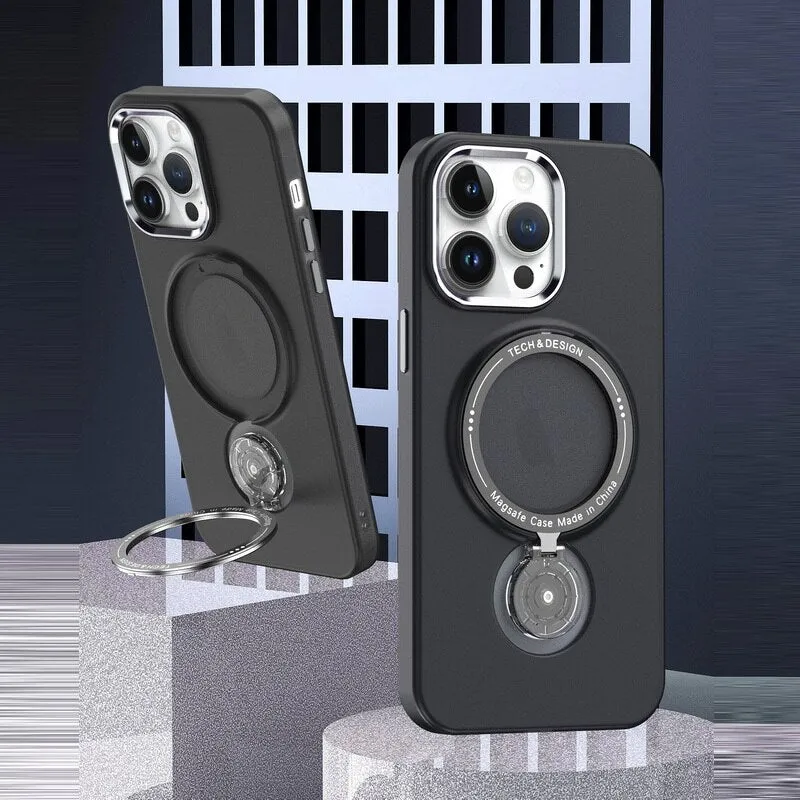 With 360 Rotation Stand Multifunction Magnetic Wireless Charge Phone Case For iPhone