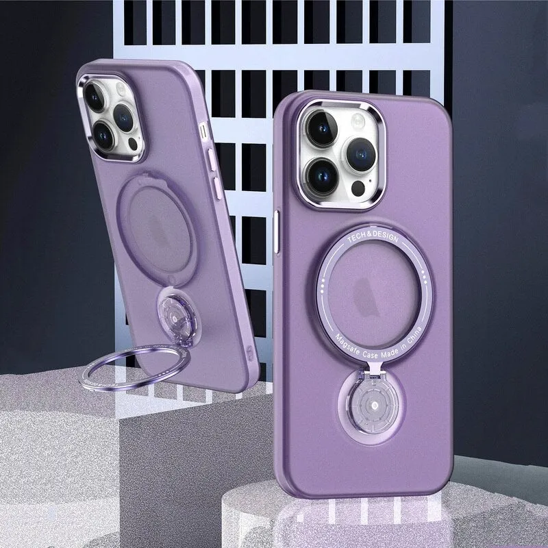 With 360 Rotation Stand Multifunction Magnetic Wireless Charge Phone Case For iPhone