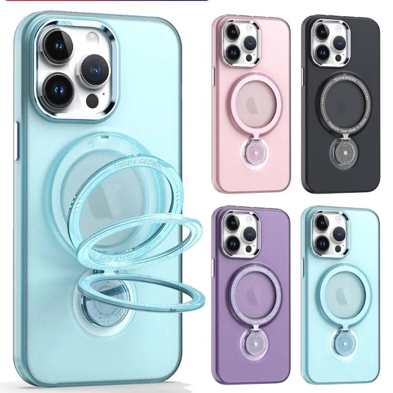 With 360 Rotation Stand Multifunction Magnetic Wireless Charge Phone Case For iPhone