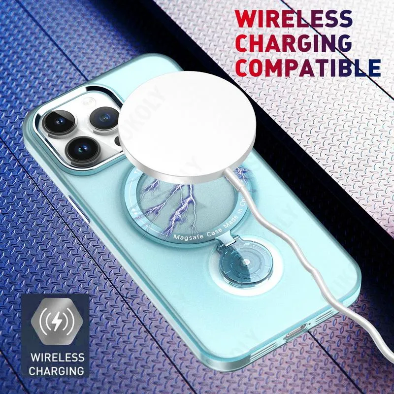 With 360 Rotation Stand Multifunction Magnetic Wireless Charge Phone Case For iPhone