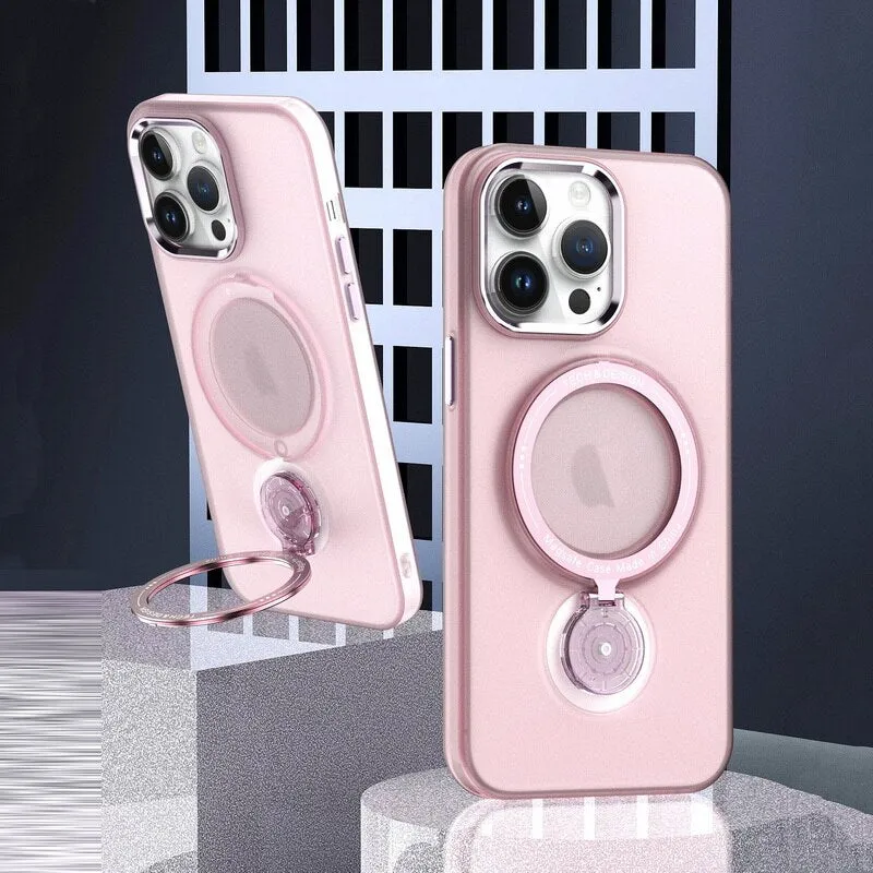 With 360 Rotation Stand Multifunction Magnetic Wireless Charge Phone Case For iPhone