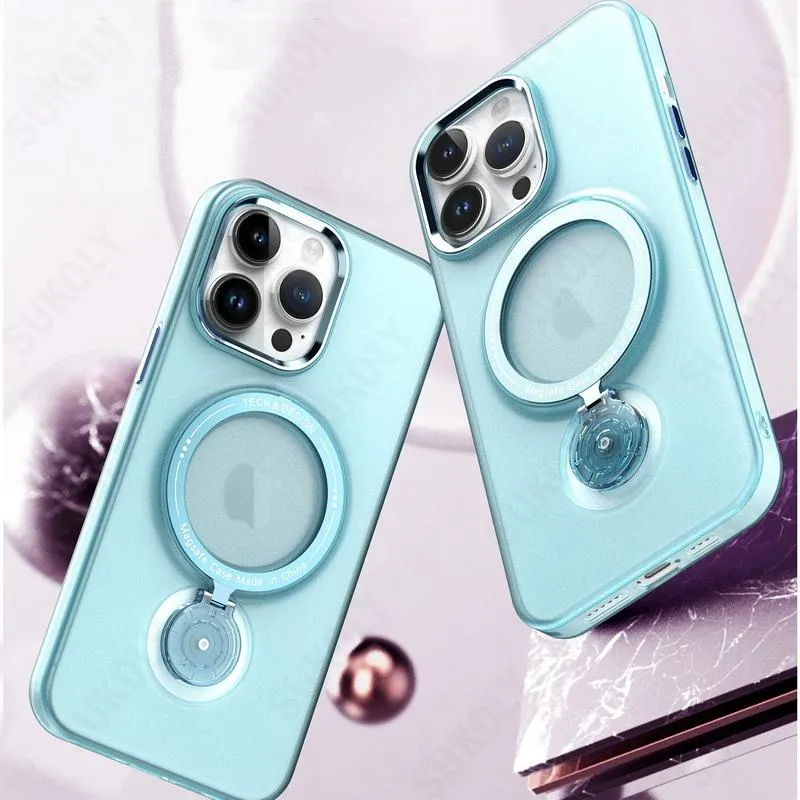 With 360 Rotation Stand Multifunction Magnetic Wireless Charge Phone Case For iPhone