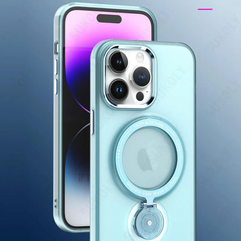 With 360 Rotation Stand Multifunction Magnetic Wireless Charge Phone Case For iPhone