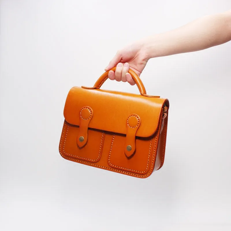 Womens Brown Leather Satchel Bag Handmade Crossbody Bag for Women