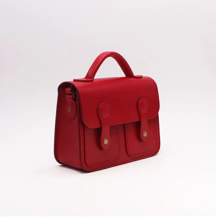 Womens Brown Leather Satchel Bag Handmade Crossbody Bag for Women