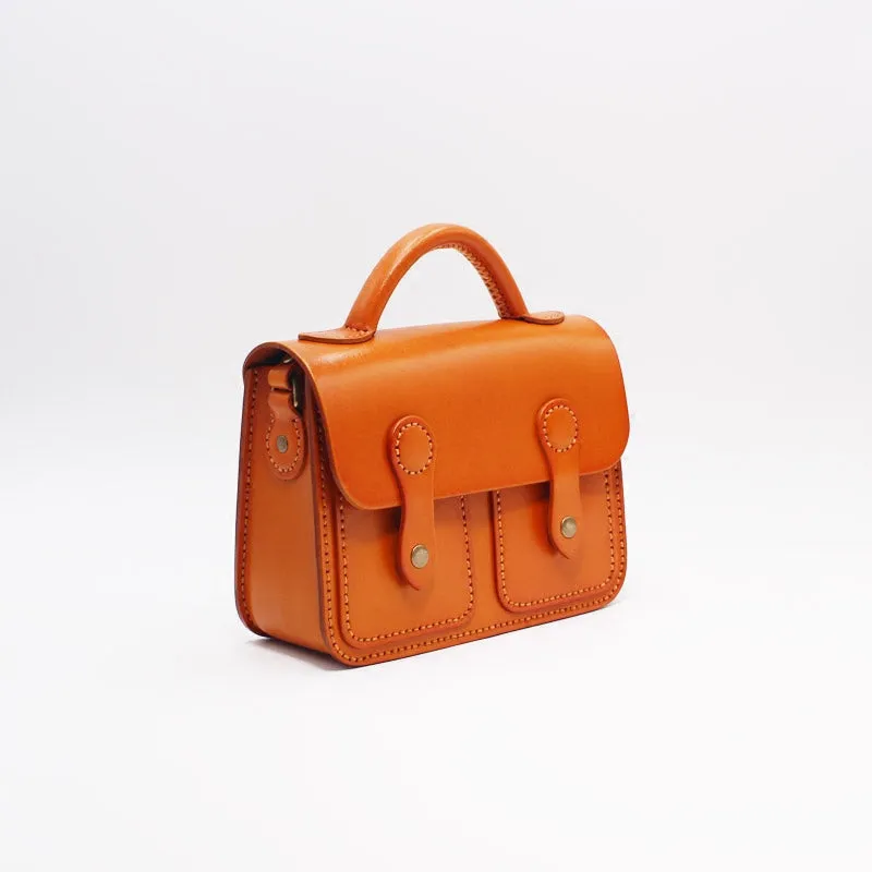 Womens Brown Leather Satchel Bag Handmade Crossbody Bag for Women