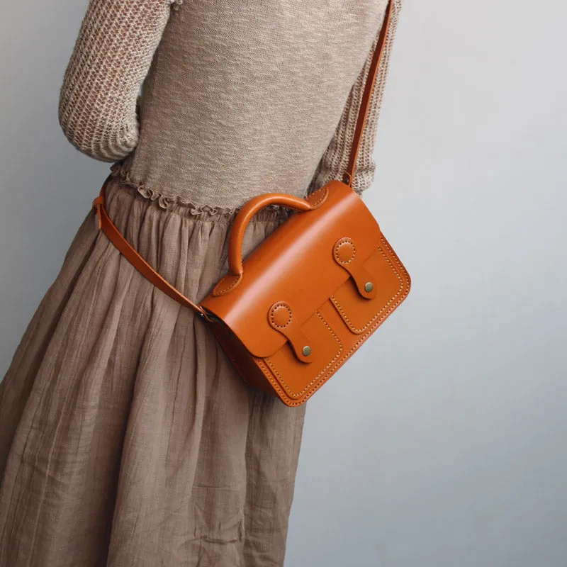 Womens Brown Leather Satchel Bag Handmade Crossbody Bag for Women