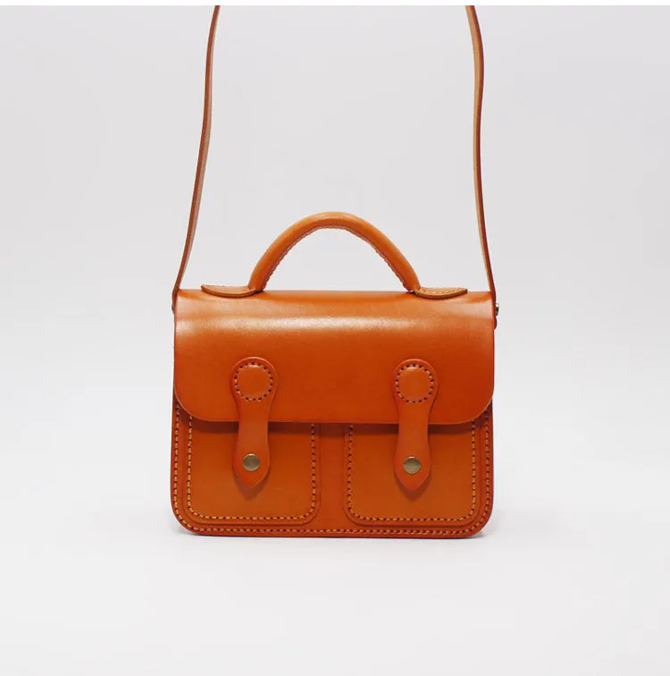 Womens Brown Leather Satchel Bag Handmade Crossbody Bag for Women