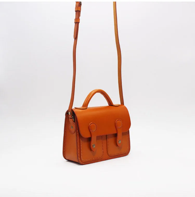 Womens Brown Leather Satchel Bag Handmade Crossbody Bag for Women