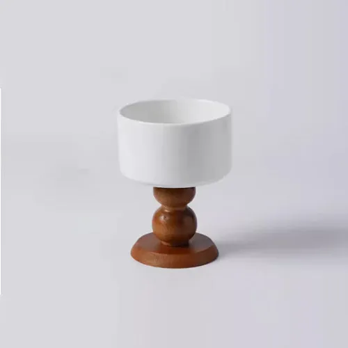 Wooden Ceramic Dessert Bowl