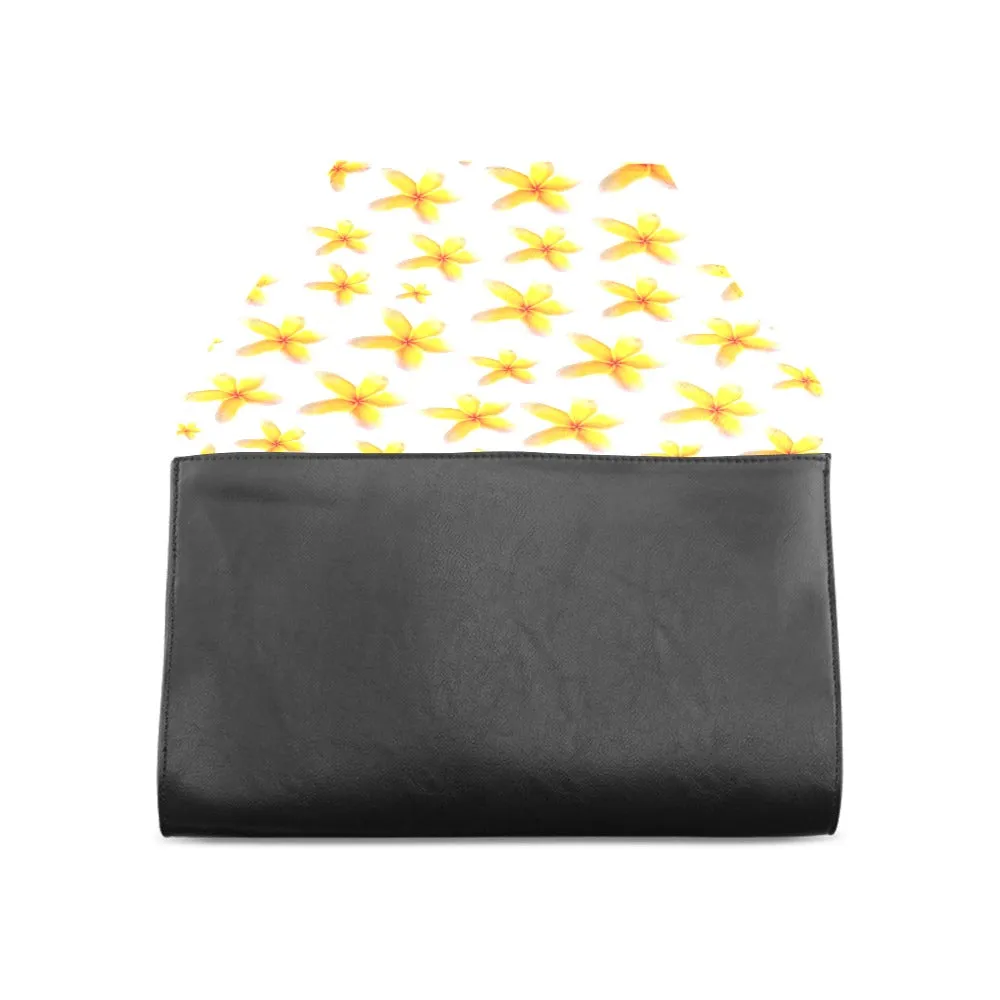 Yellow Frangipanis White Clutch Bag