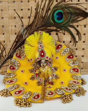 yellow laddu gopal dress with pagdi